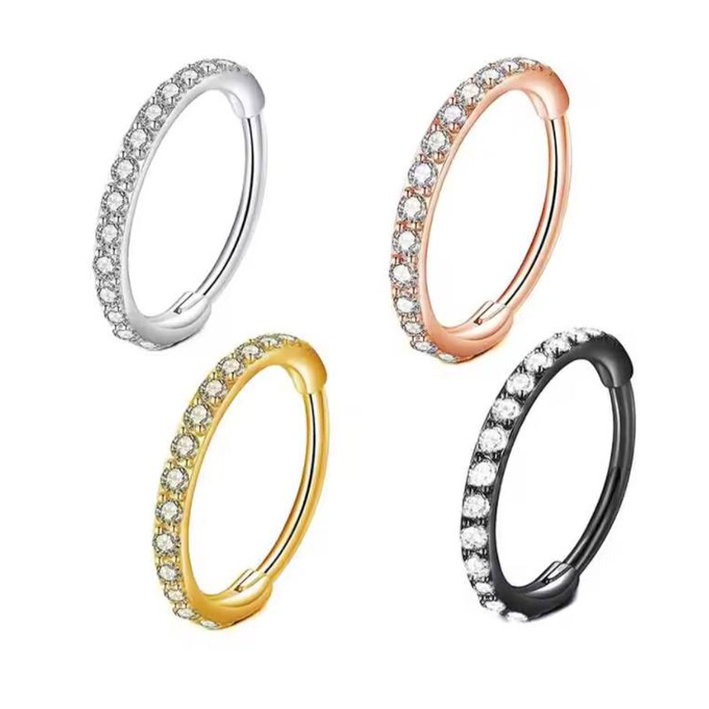 Body Jewelry Ear Piercing - 16G Clear CZ Nose Ring Hoop