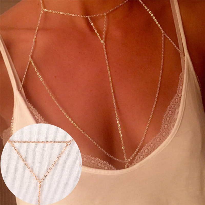 Qualiti Body Jewelry - Gold Silver Fashion Link Chain Bra