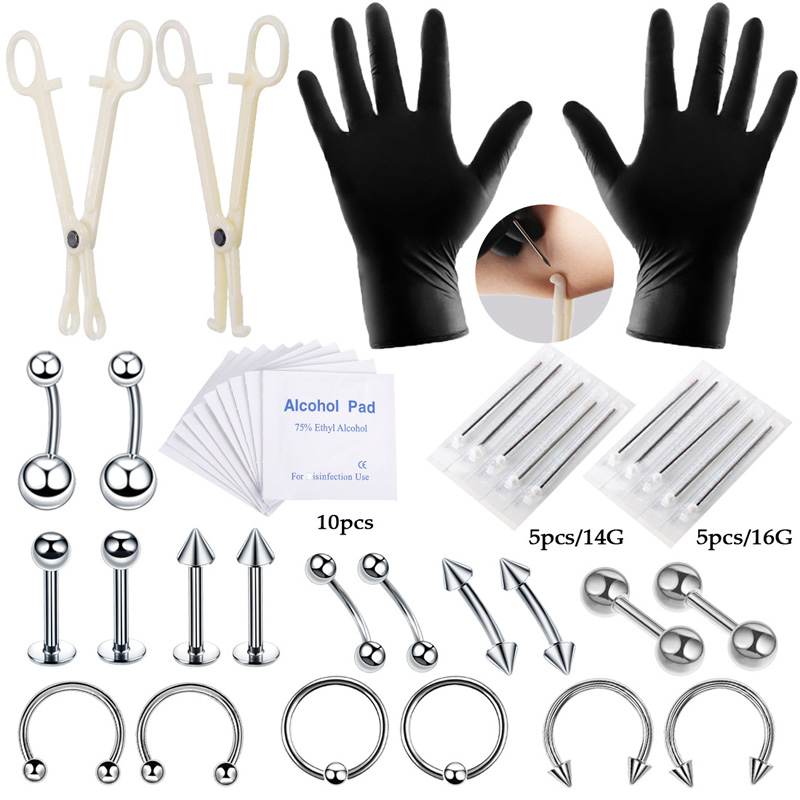 Body Jewelry Nipple Rings - 42pcs/set Body Piercing Tool Kit Piercing