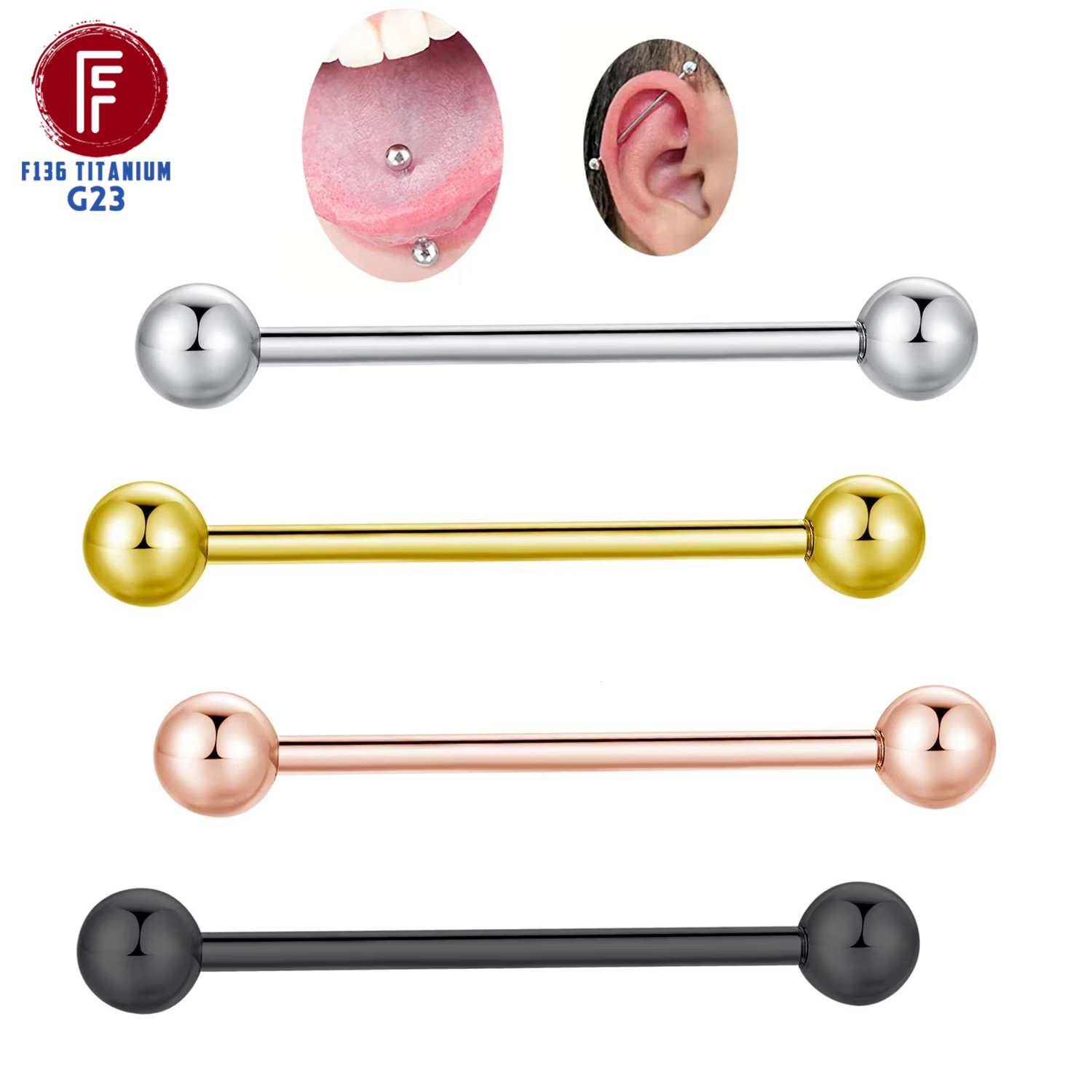 Body Jewelry Nipple Rings - ASTM F136 Titanium Piercing Barbell Balls