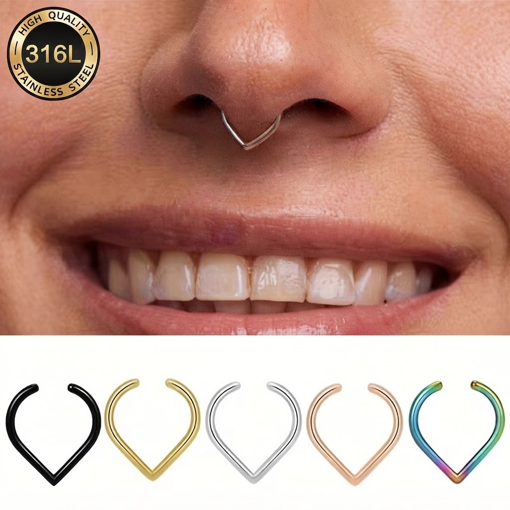 Body Jewelry Ear Piercing - 5Pcs Stainless Steel Fake Nose Ring
