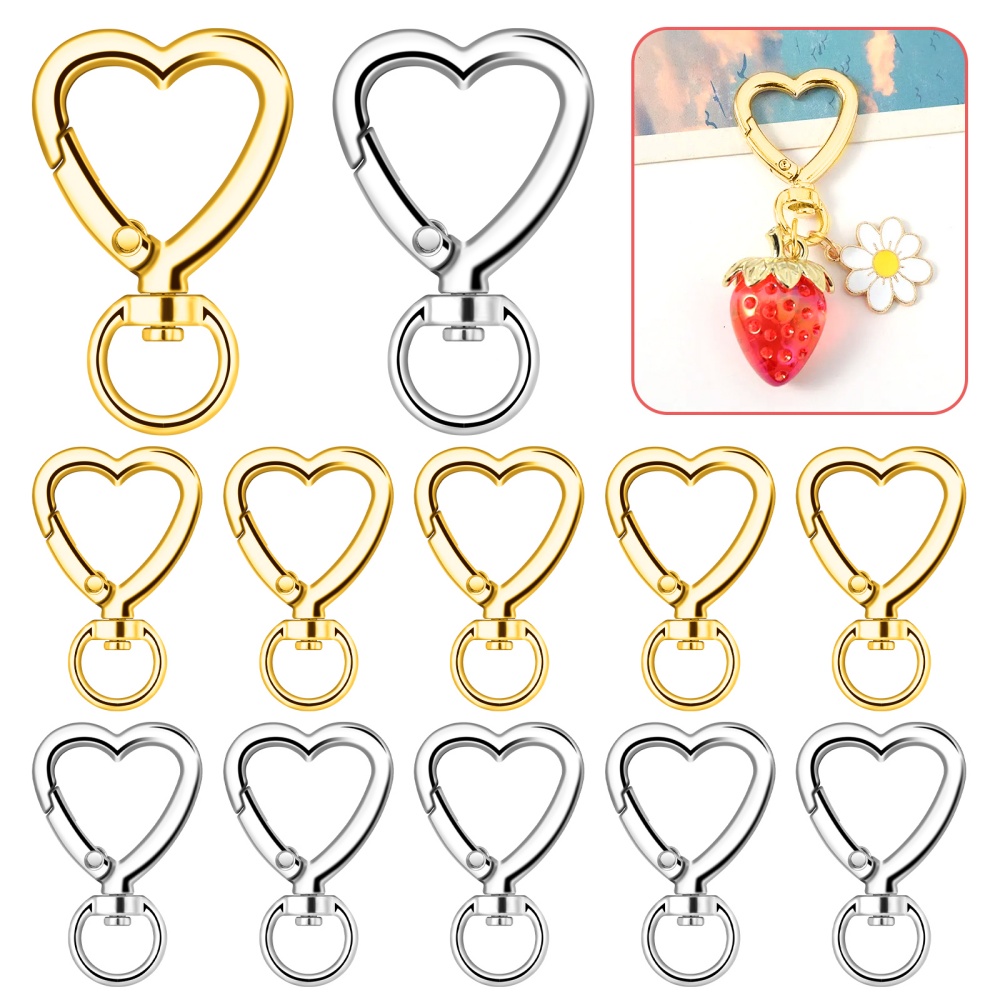 Daith Heart Ring - 10pcs Metal Heart Lobster Claw Clasps