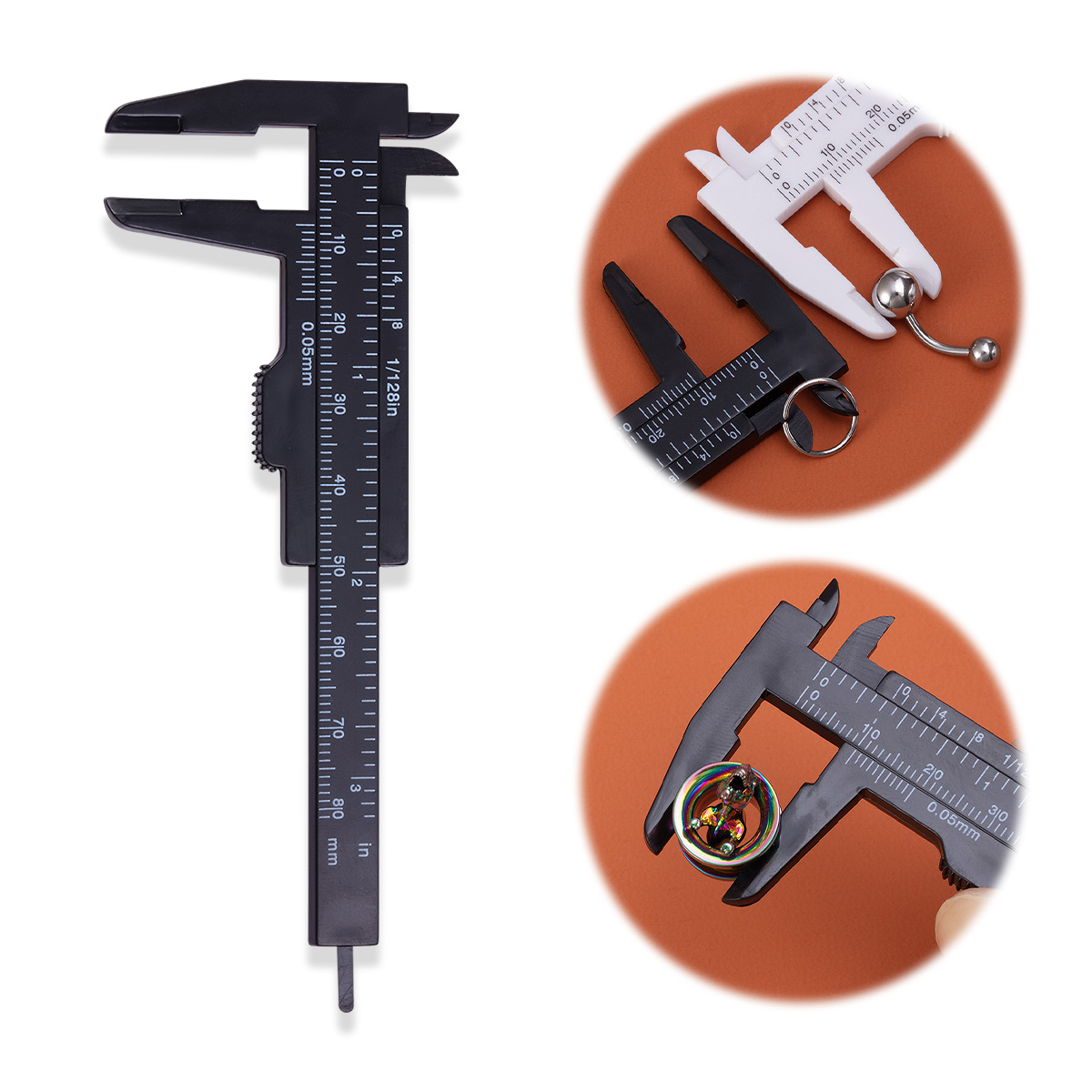 Body Jewelry Gauges - 0-80mm Sliding Vernier Caliper Plastic Gauge