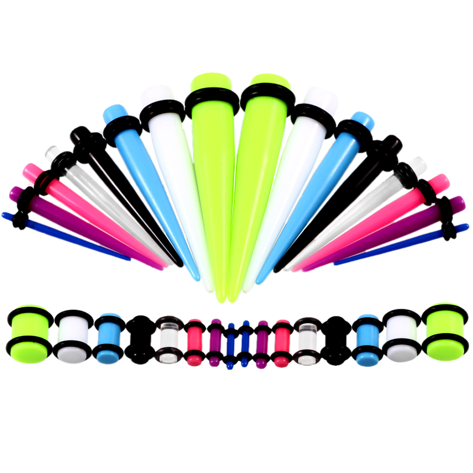36pcs/lot Acrylic Ear Gauge Ta - Body Jewelry Gauges ulasan dan harga
