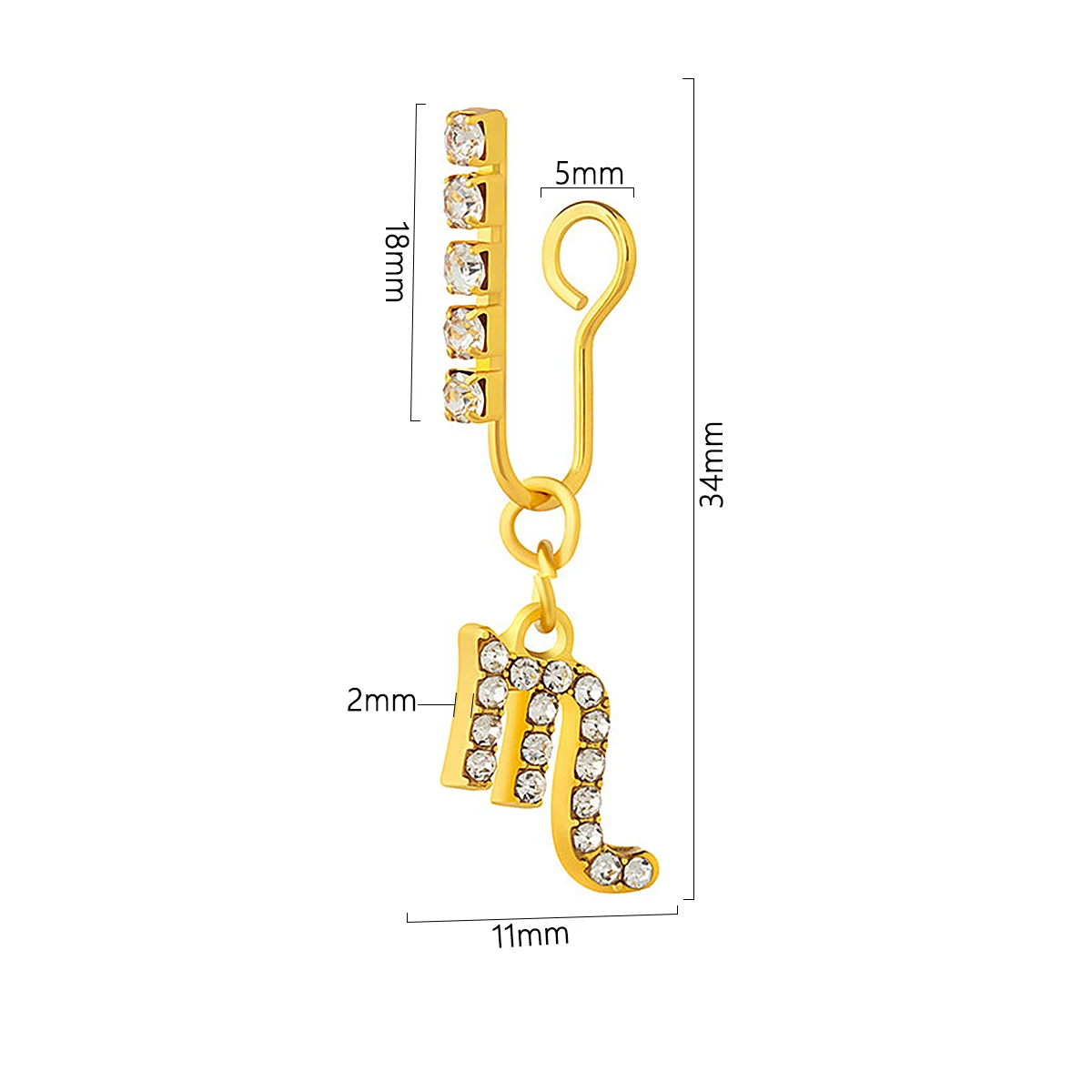 2 Pack Ear Clips Metal Zircon  - Body Jewelry Ear Piercing ulasan dan harga