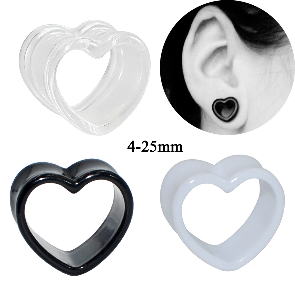 Acrylic Love Black White Heart - Body Jewelry Gauges ulasan dan harga