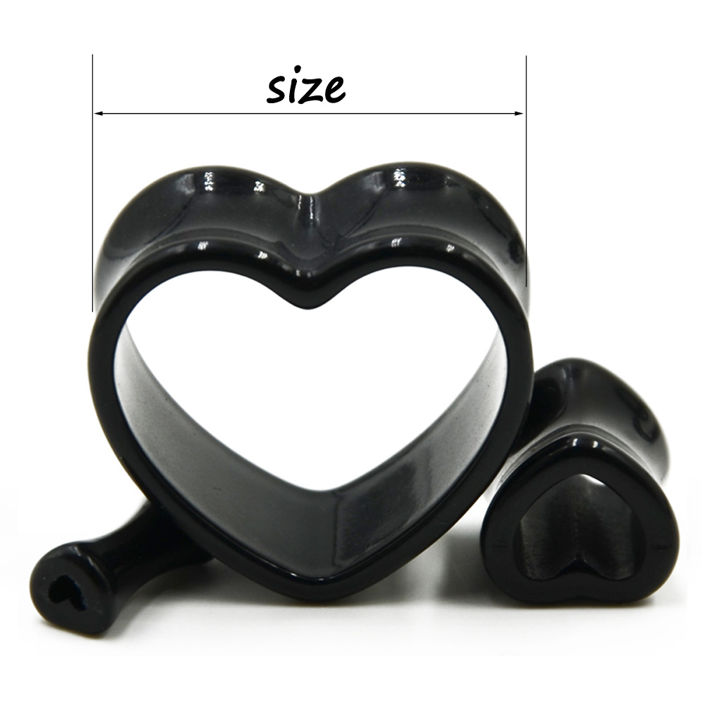 Acrylic Love Black White Heart - Body Jewelry Gauges ulasan dan harga