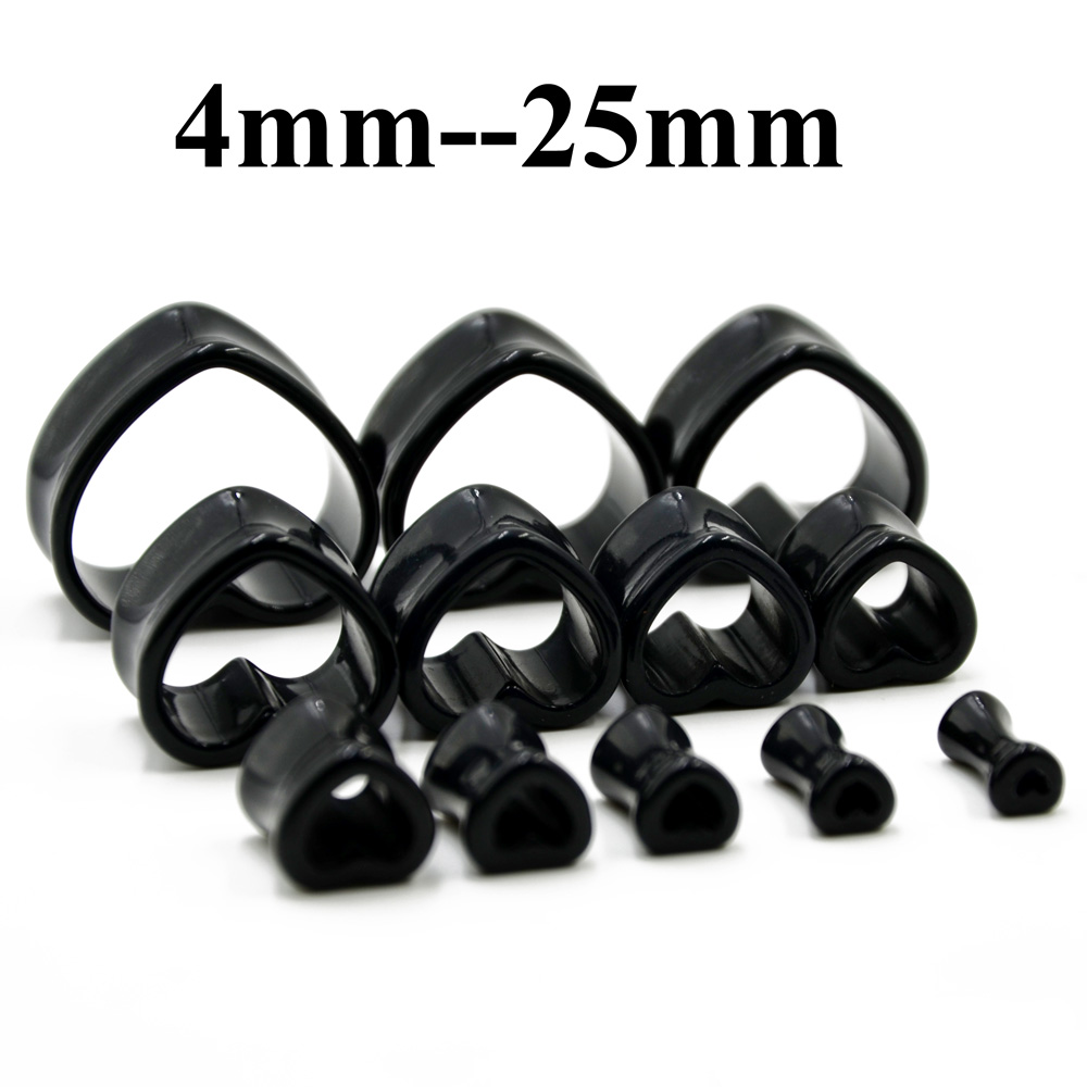 Acrylic Love Black White Heart - Body Jewelry Gauges ulasan dan harga
