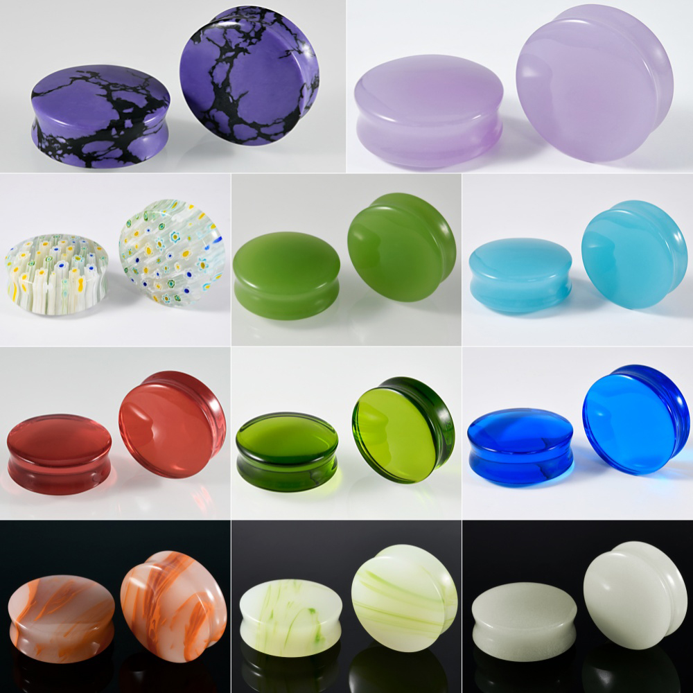 1/2/22PCS Glass&Stone Round Ea - Body Jewelry Gauges ulasan dan harga