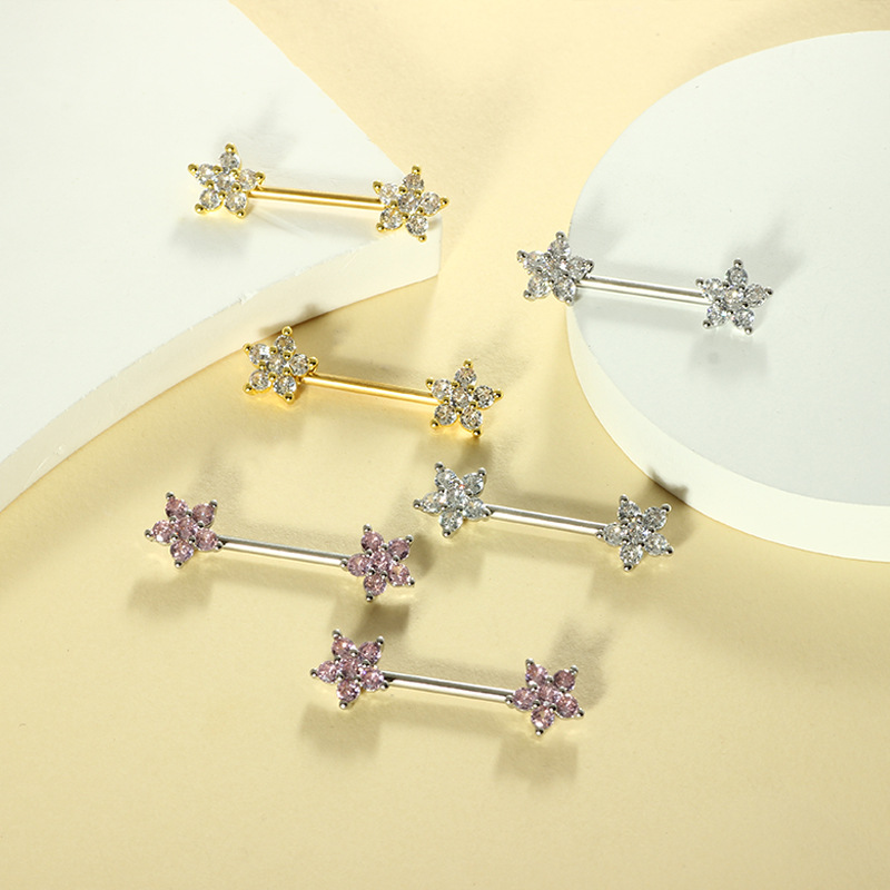 Stainless steel 14G zircon pea - Body Jewelry Nipple Rings ulasan dan harga