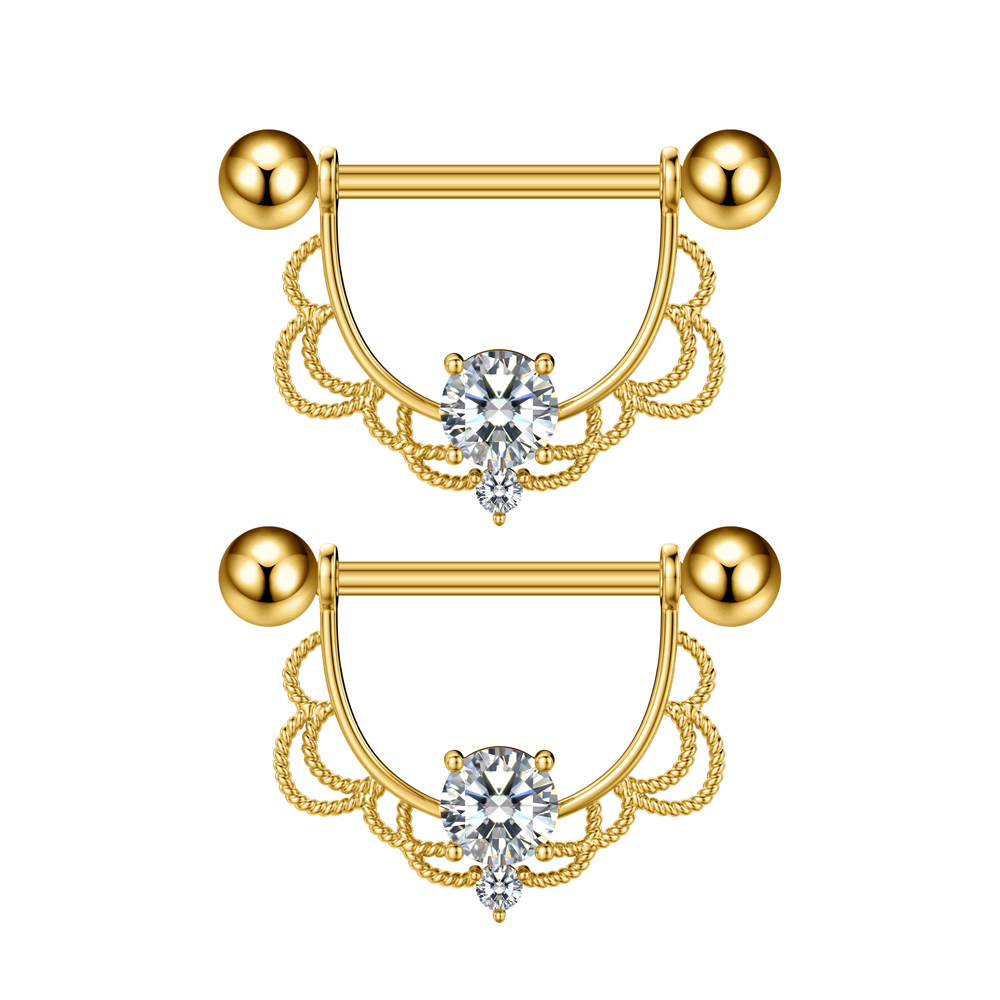 2PCS Both Sides Screwed Heart  - Body Jewelry Nipple Rings ulasan dan harga