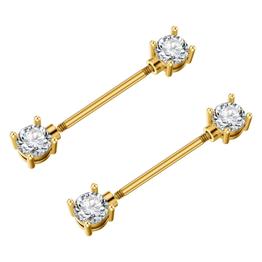 2PCS Both Sides Screwed Heart  - Body Jewelry Nipple Rings ulasan dan harga