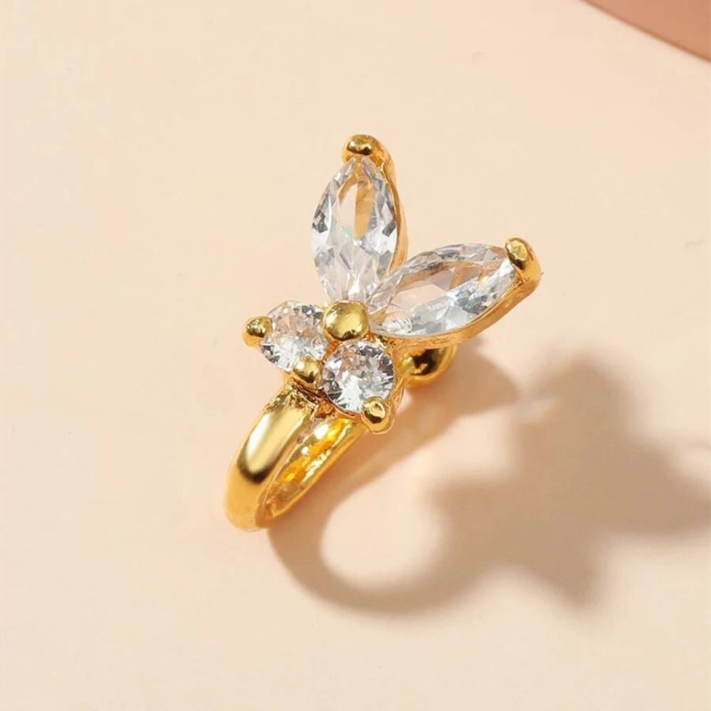 Rhinestone Butterfly Nose Ring - Body Jewelry Ear Piercing ulasan dan harga