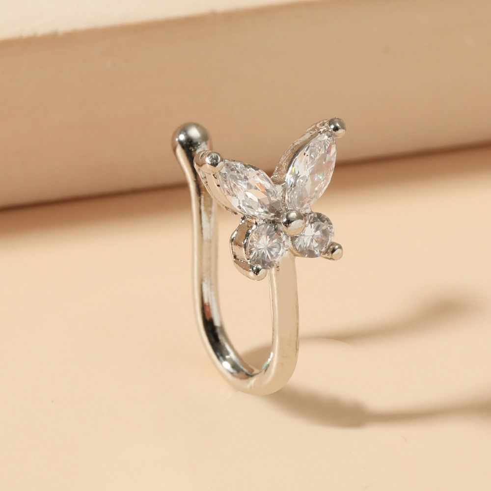 Rhinestone Butterfly Nose Ring - Body Jewelry Ear Piercing ulasan dan harga