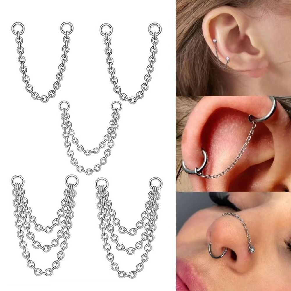 Fashion Titanium Nose Chain Do - Body Jewelry Ear Piercing ulasan dan harga