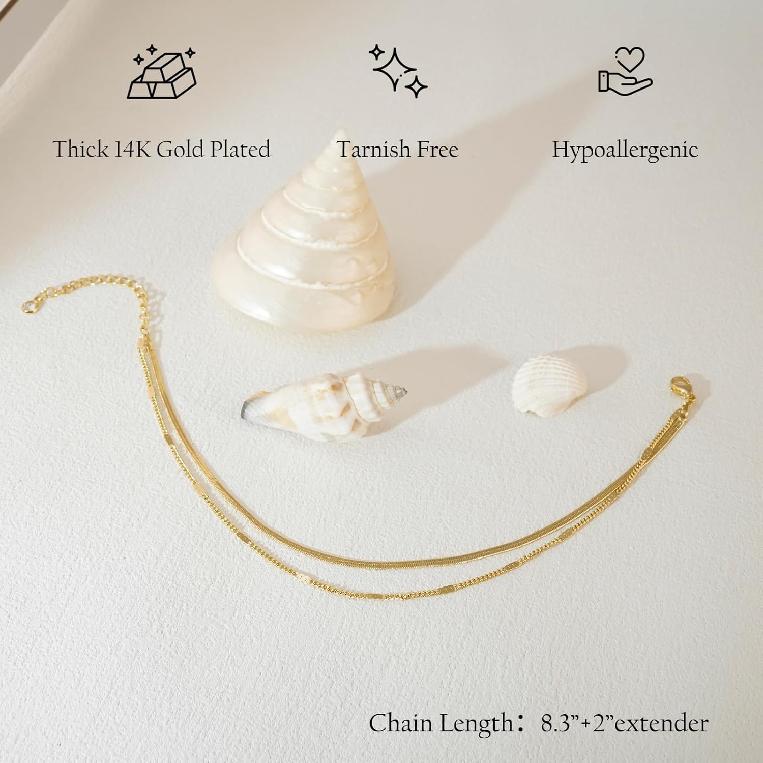 Ankle Bracelets for Women 14k  - Body Jewelry Real Gold ulasan dan harga