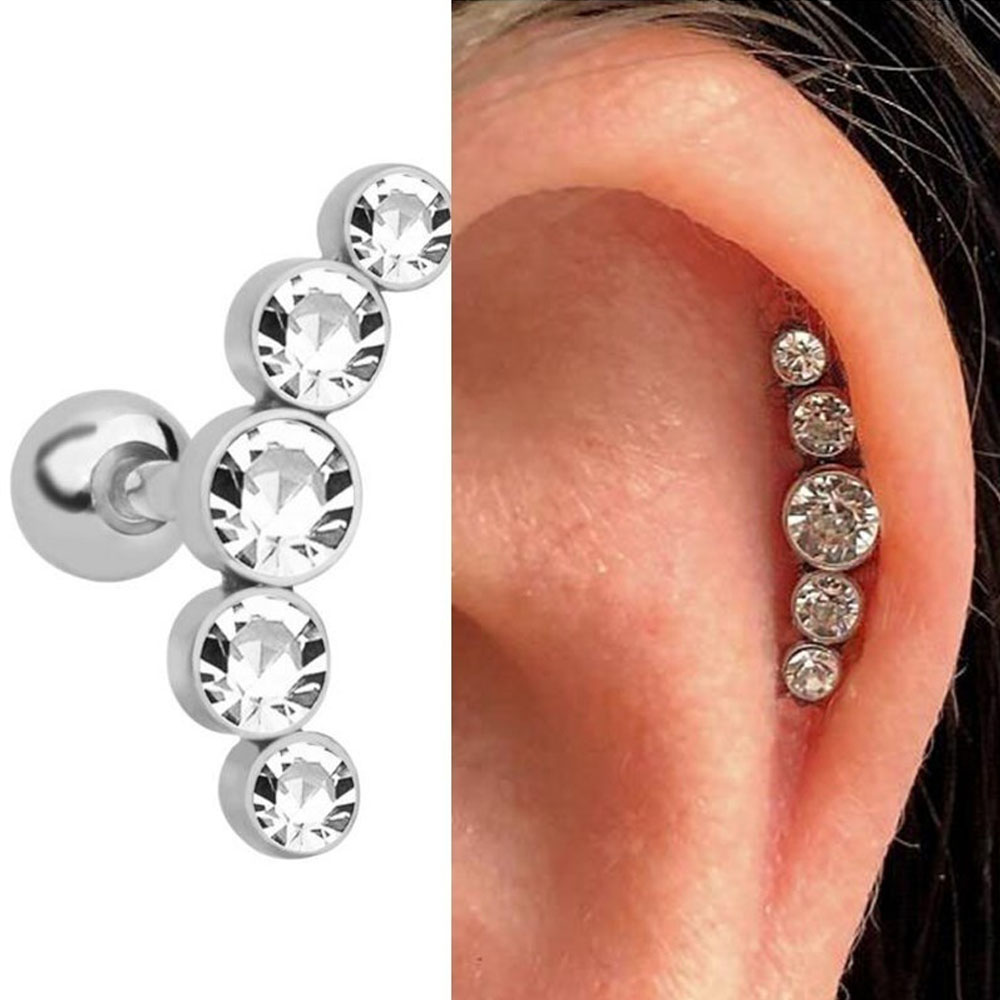 1Pcs Fashion 16G Crystal Gem O - Body Jewelry Ear Piercing ulasan dan harga