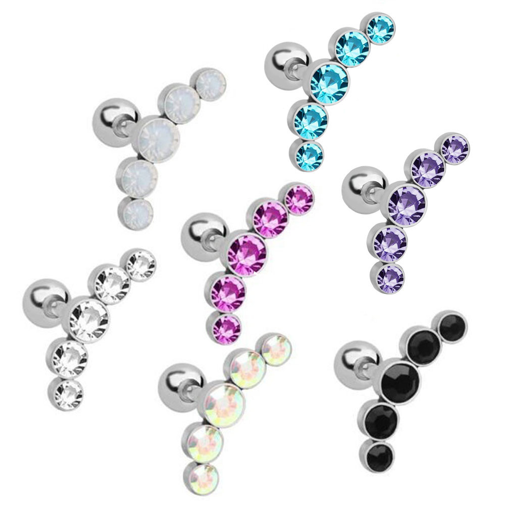 1Pcs Fashion 16G Crystal Gem O - Body Jewelry Ear Piercing ulasan dan harga