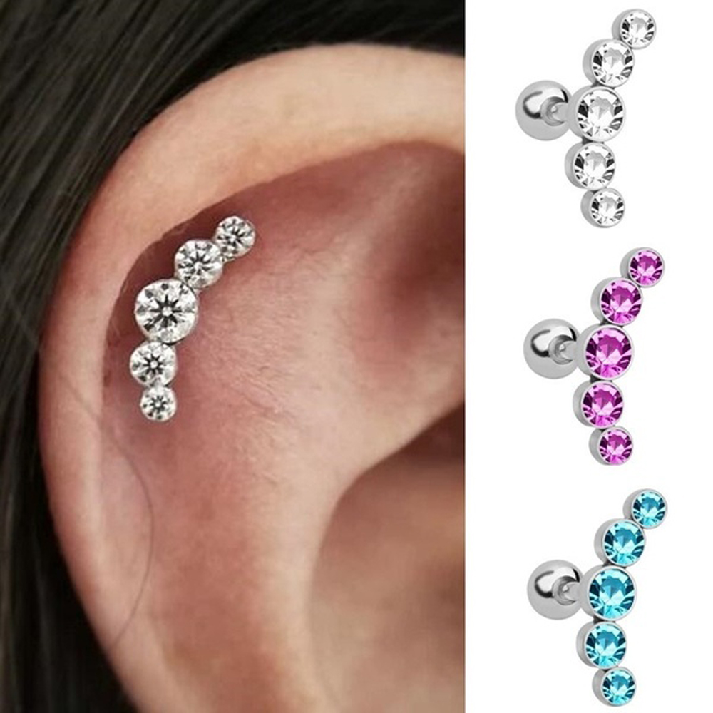 1Pcs Fashion 16G Crystal Gem O - Body Jewelry Ear Piercing ulasan dan harga