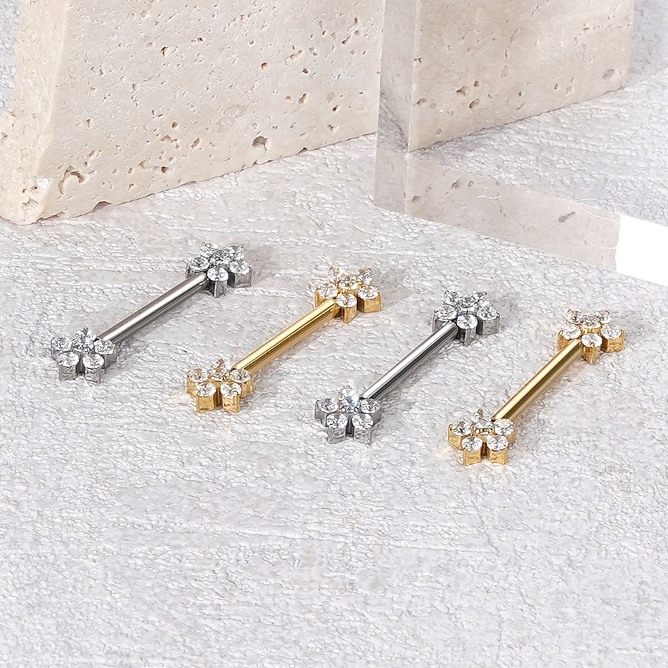 1Pc Titanium Flower Nipple Pie - Body Jewelry Nipple Rings ulasan dan harga
