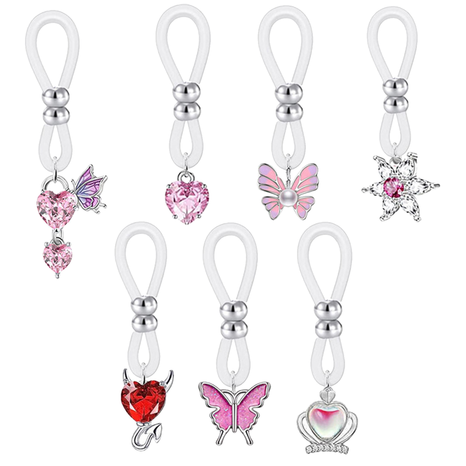 Alloy Silicone Butterfly Heart - Body Jewelry Nipple Rings ulasan dan harga