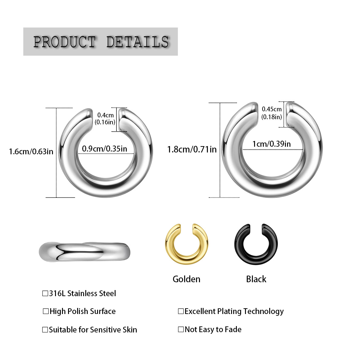 1pc Exaggerated c-Shaped Non-P - Body Jewelry Ear Piercing ulasan dan harga