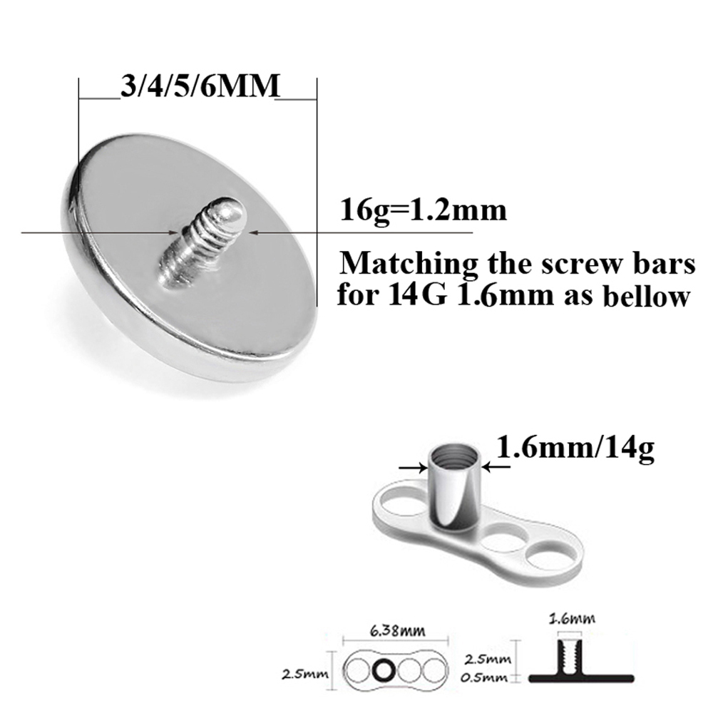 1 PC Surgical Steel Prong zirc - Dermal Anchor Top ulasan dan harga