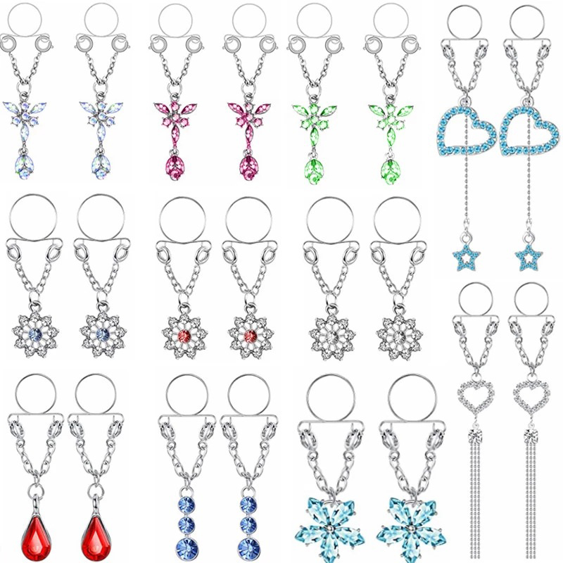 New 1 Pair Sexy Tassel Crystal - Body Jewelry Nipple Rings ulasan dan harga