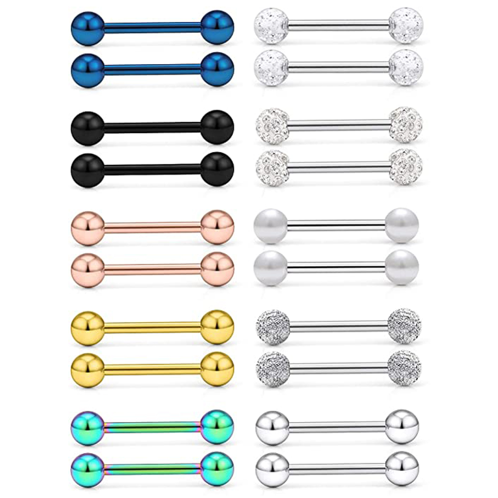 14G Tongue Rings Nipple Rings  - Body Jewelry Nipple Rings ulasan dan harga