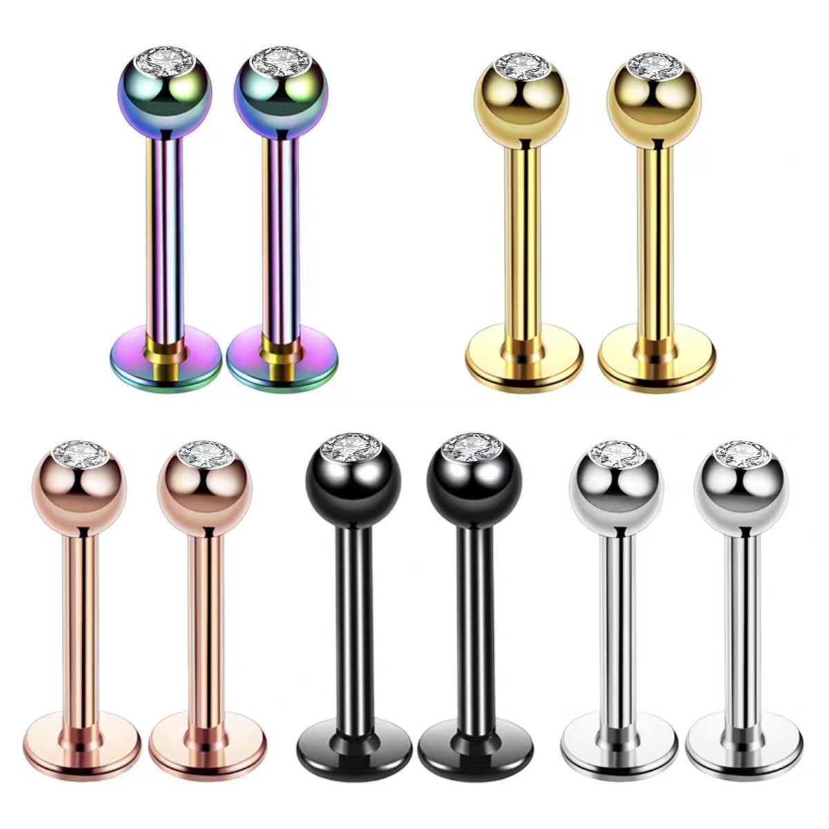 16G Surgical Steel Ball Top CZ - Body Jewelry Ear Piercing ulasan dan harga