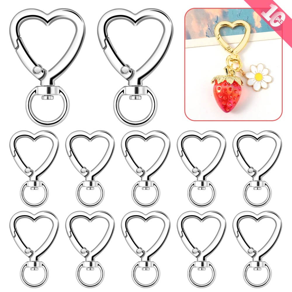 10pcs Metal Heart Lobster Claw - Daith Heart Ring ulasan dan harga