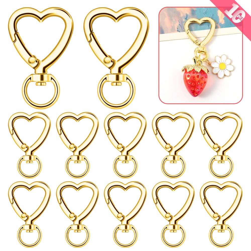 10pcs Metal Heart Lobster Claw - Daith Heart Ring ulasan dan harga