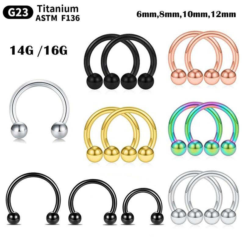 1/5Pcs Titanium Horseshoe Sept - Body Jewelry Nipple Rings ulasan dan harga