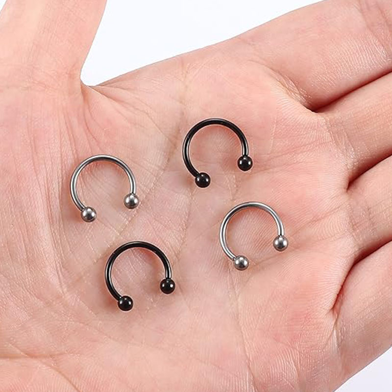 1/5Pcs Titanium Horseshoe Sept - Body Jewelry Nipple Rings ulasan dan harga