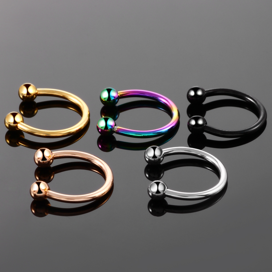 1/5Pcs Titanium Horseshoe Sept - Body Jewelry Nipple Rings ulasan dan harga