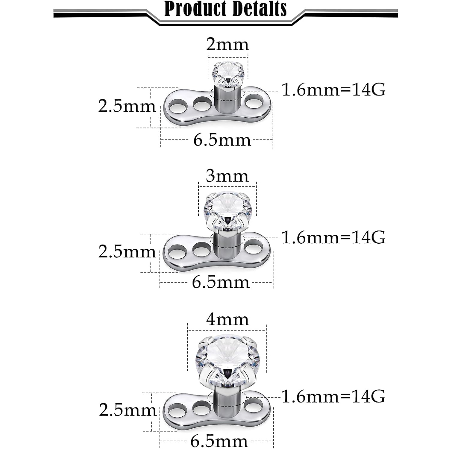 14G G23 Titanium Dermal Pierci - Dermal Anchor Top ulasan dan harga