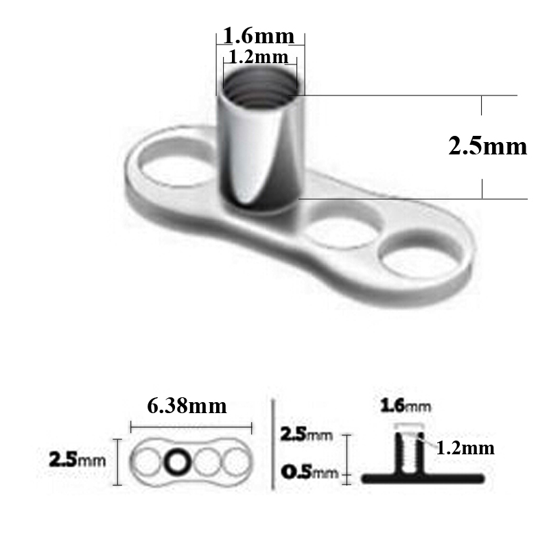 20pcs G23 Solid Titanium & Sur - Dermal Anchor Top ulasan dan harga