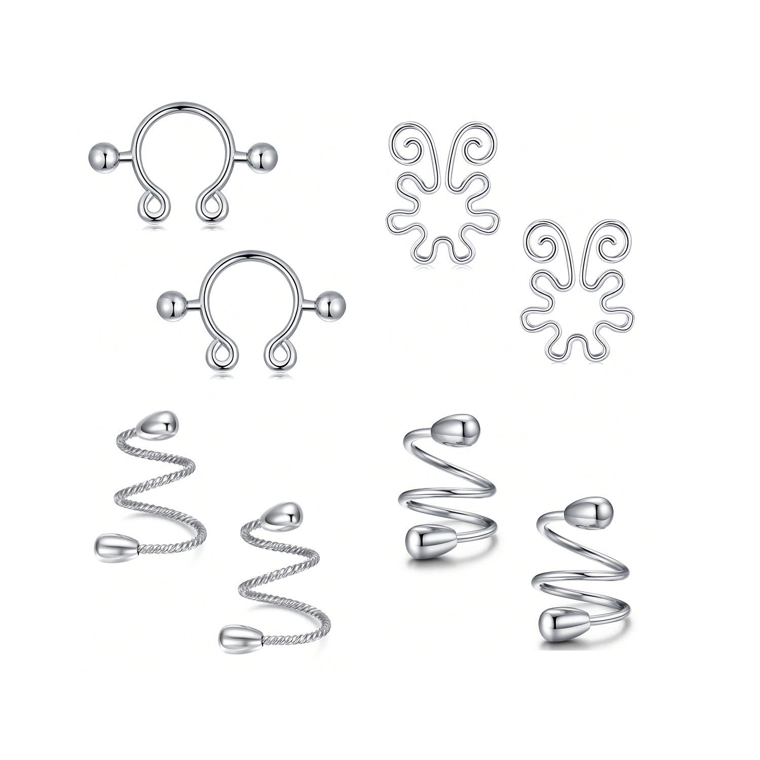 8Pcs Stainless Fake Nipple Rin - Body Jewelry Nipple Rings ulasan dan harga
