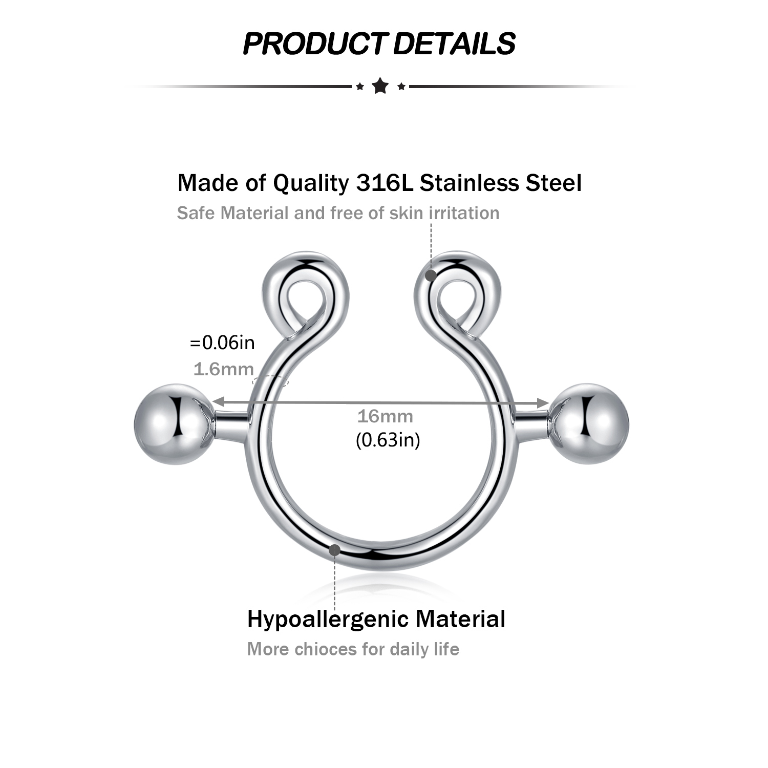 8Pcs Stainless Fake Nipple Rin - Body Jewelry Nipple Rings ulasan dan harga