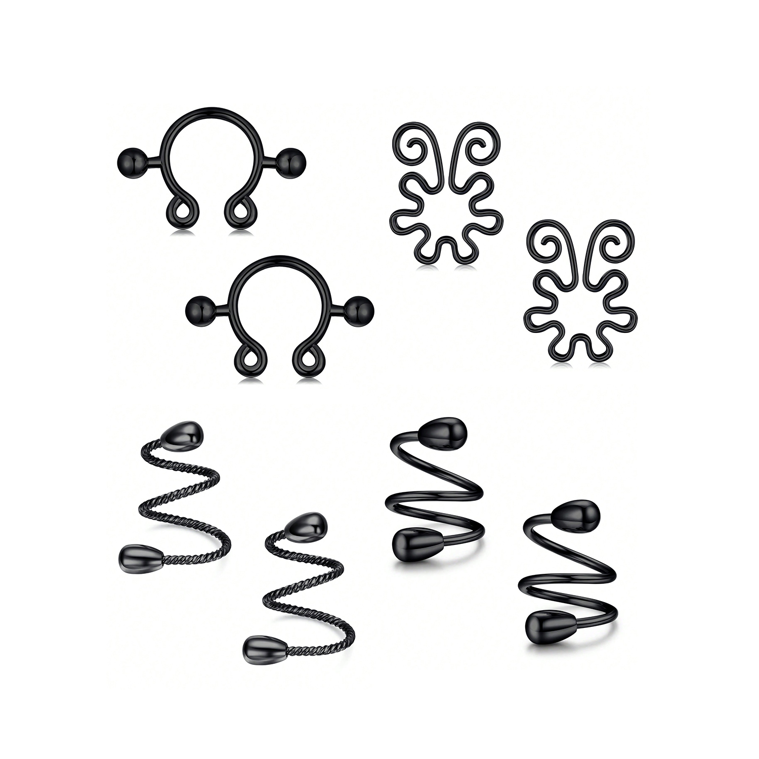 8Pcs Stainless Fake Nipple Rin - Body Jewelry Nipple Rings ulasan dan harga