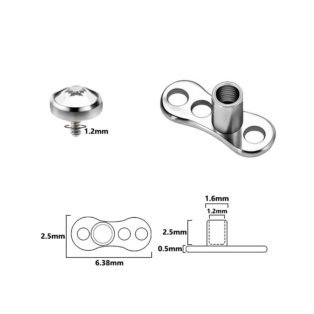 9PCS-1PC Surgical Steel Skin D - Dermal Anchor Top ulasan dan harga