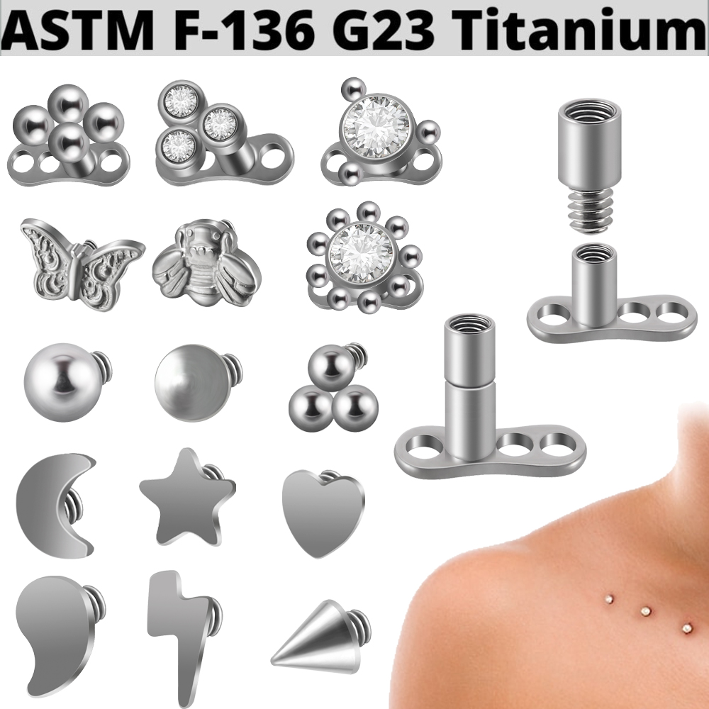 1PC G23 Titanium Fire Opal Der - Dermal Anchor Top ulasan dan harga