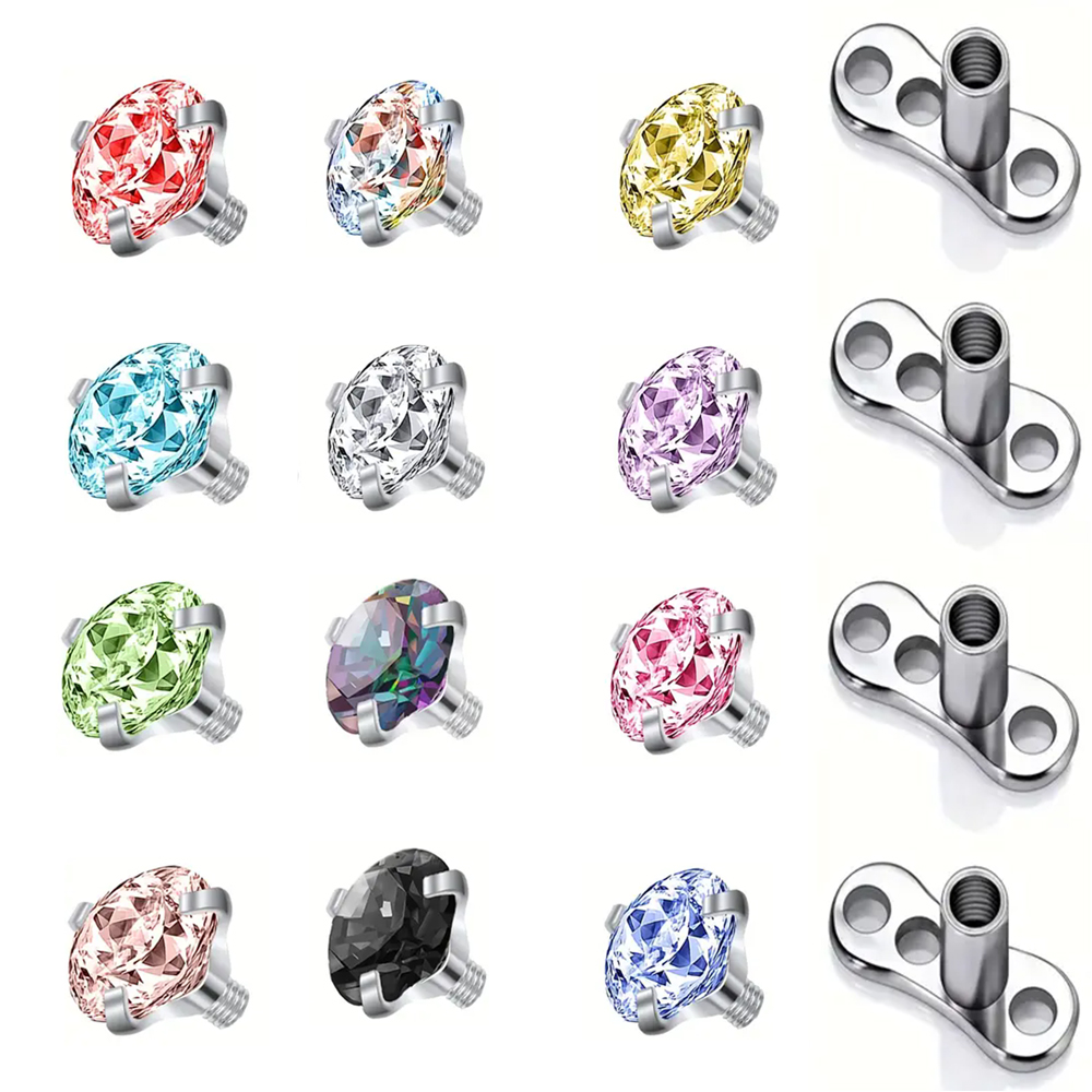 16PCS Crystal Zircon Dermal An - Dermal Anchor Top ulasan dan harga