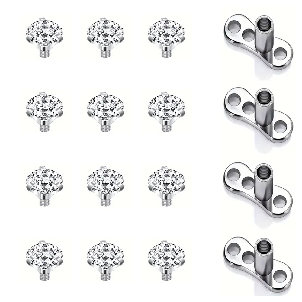 16PCS Crystal Zircon Dermal An - Dermal Anchor Top ulasan dan harga