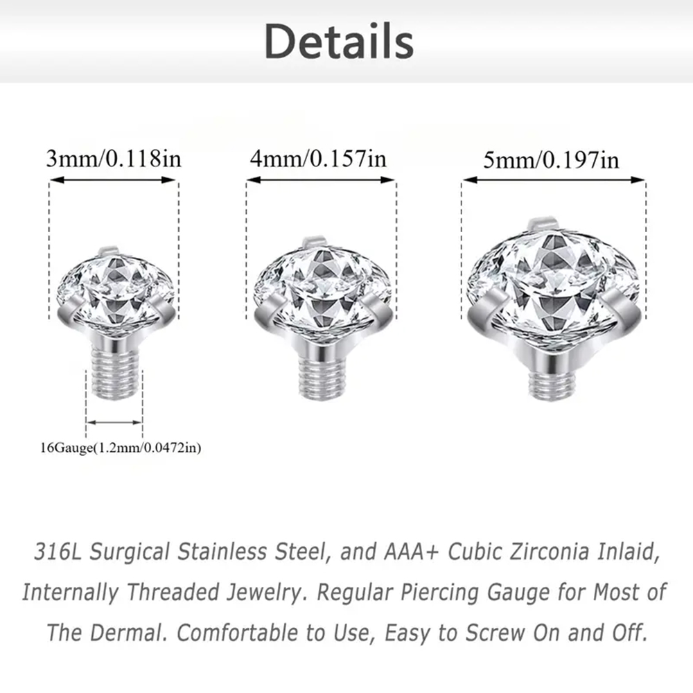 16PCS Crystal Zircon Dermal An - Dermal Anchor Top ulasan dan harga