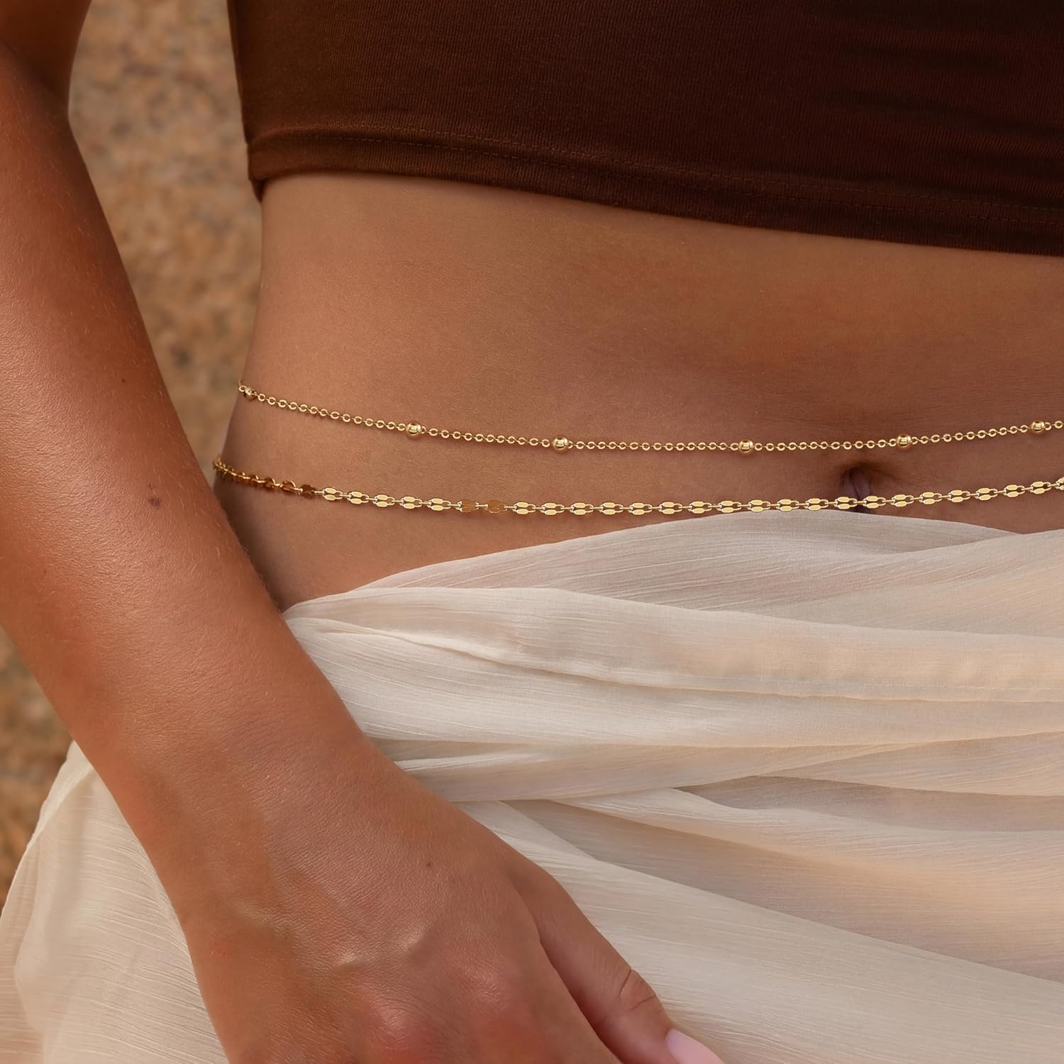 14K Gold Plated Waist Chain Wo - Qualiti Body Jewelry ulasan dan harga