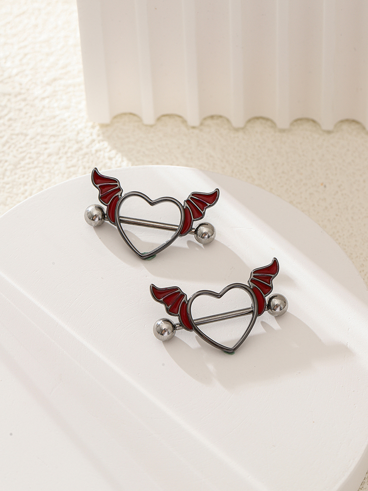KUNIU2pcs Punk Dark Heart Wing - Body Jewelry Nipple Rings ulasan dan harga