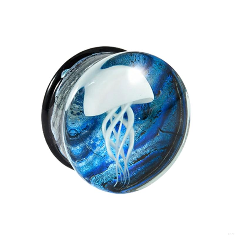  Elegant Jellyfish Glass Ear G - Body Jewelry Gauges ulasan dan harga