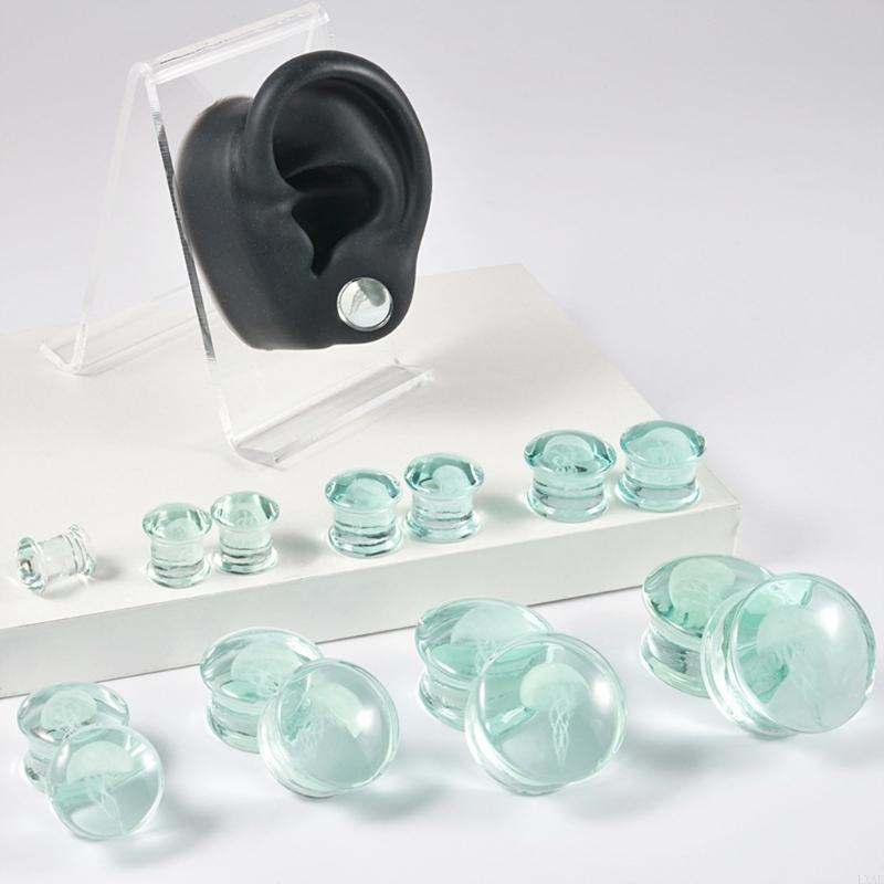  Elegant Jellyfish Glass Ear G - Body Jewelry Gauges ulasan dan harga