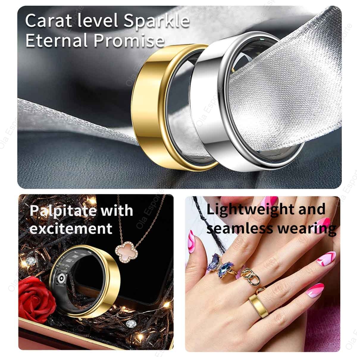 Titanium Alloy Smart Ring, Hea - Daith Heart Ring ulasan dan harga